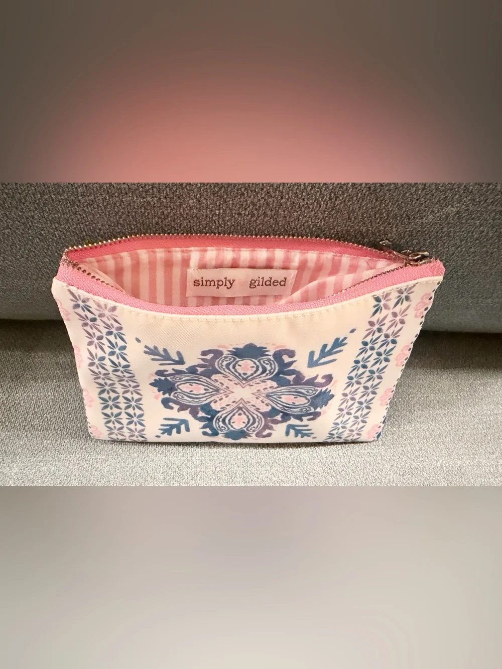 NEW - Simply Gilded Floral Zip Pouch Pink Planner Makeup Cosmetic Bag